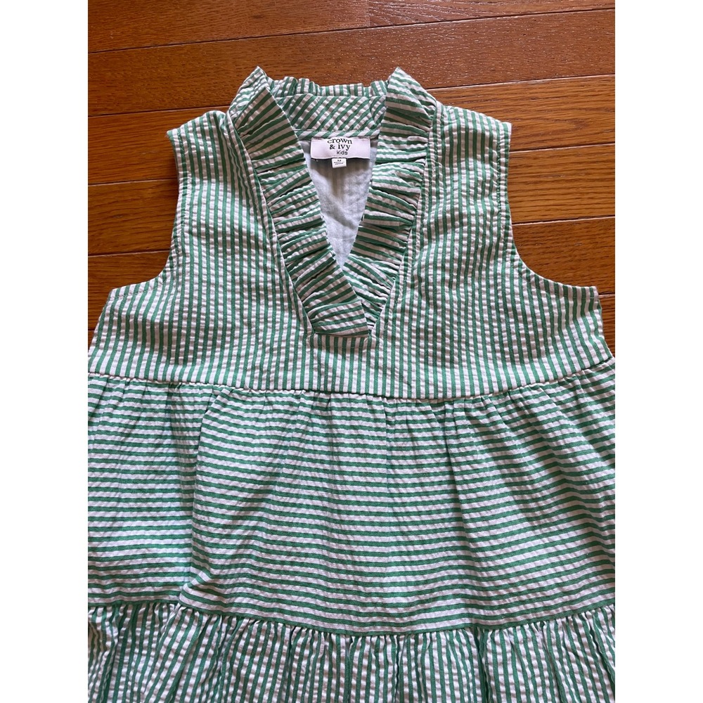 Crown & Ivy Dress Kids Girls Size Medium Striped Tiered Sundress Lined Casual - Picture 3 of 6